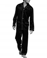 Seidenpyjama ZN 25 -uni - with piping -
